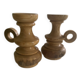 Pair of wooden candlesticks