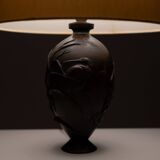 Bronze Lamp stand vase Depicting Cranes and Bamboo Meiji period