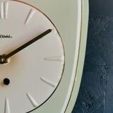 Vintage ceramic clock asymmetrical silent wall clock "Diehl golden green"