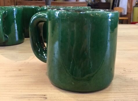 Enamelled terracotta mugs