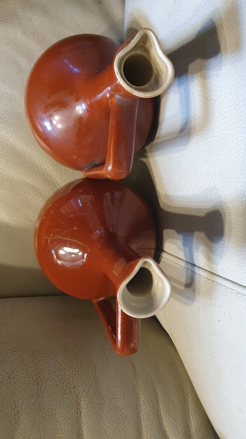 Three glazed stoneware carafes Bardinet distiller Bordeaux