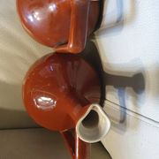 Trois carafes en grès vernissé Bardinet distillateur Bordeaux