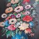Tableau ancien bouquet de fleurs