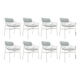 Ensemble de 8 fauteuils modernes en acier laqué blanc