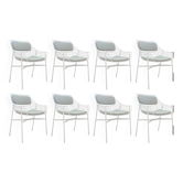 Ensemble de 8 fauteuils modernes en acier laqué blanc