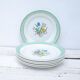 6 dessert plates Badonviller flower pattern and green and golden headband