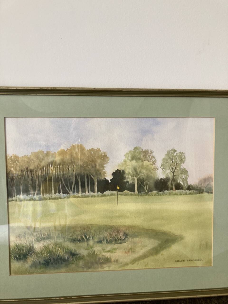 Watercolor Landscape Golf Course signed