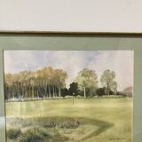Watercolor Landscape Golf Course signed