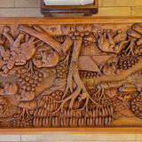 Carved solid teak dining table