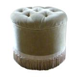Ottoman in almond green padded velvet of the 1970s
