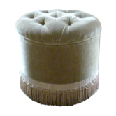 Ottoman in almond green padded velvet of the 1970s
