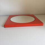 Vintage round mirror, enamelled metal square frame, 1970