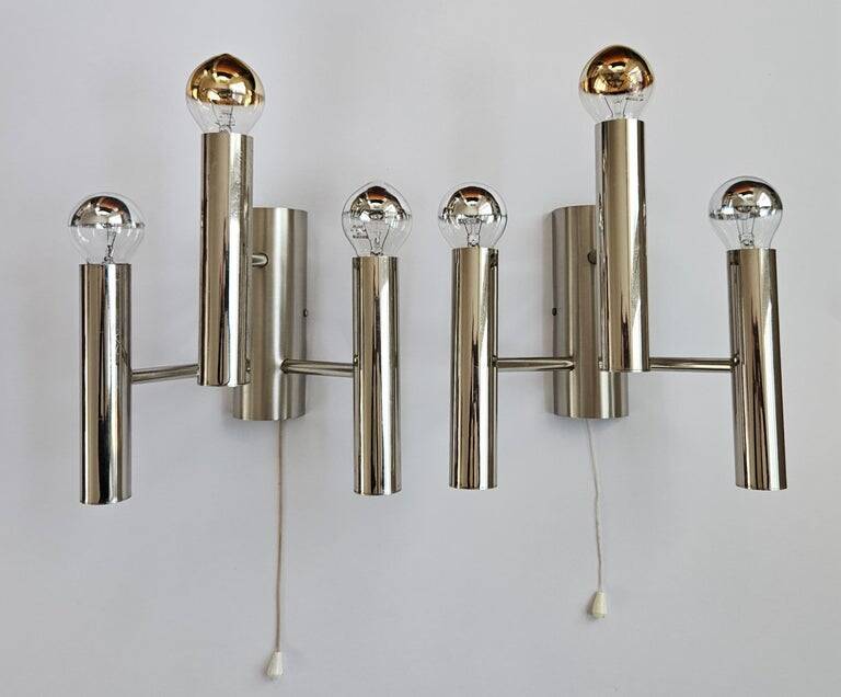 Set of Two Rare Midcentury Wall Lamp, Gaetano Sciolari, Italy, 1970s