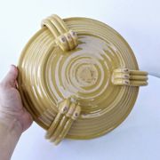 Vintage fruit bowl basket ocher ceramic art deco style