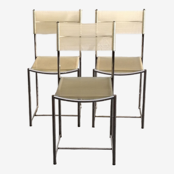 Set de 3 chaises spaghetti chromés modèle 101 de Belotti pour Alias des années 70-80