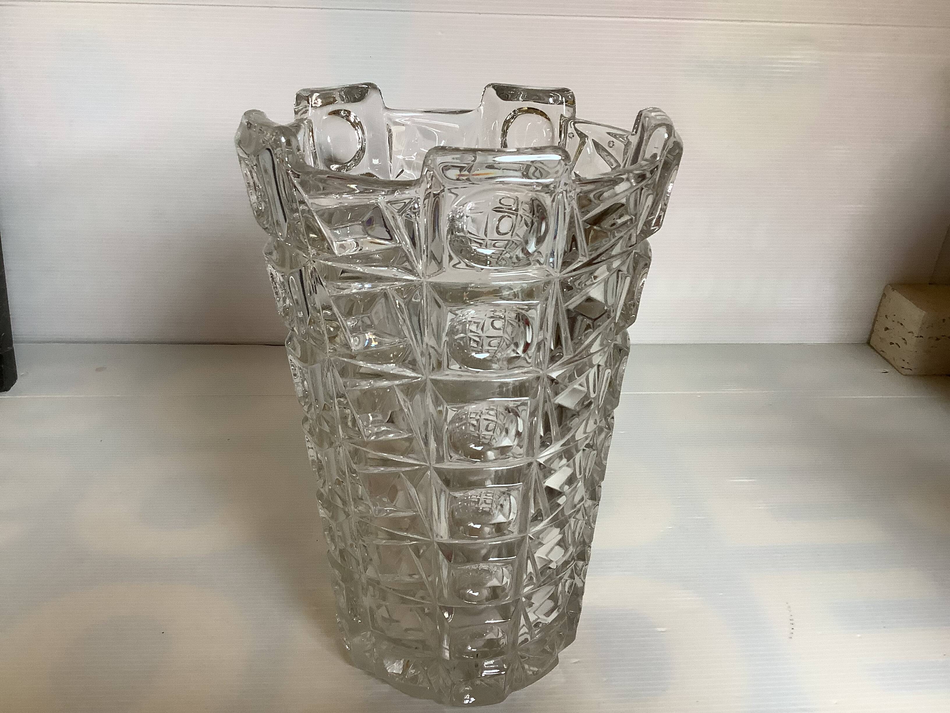 Czechoslovakia Union Crystal Vase, Lens model, 1950s