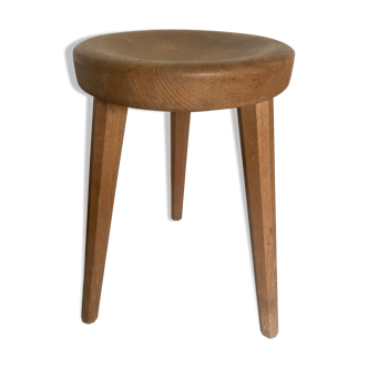 Wooden stool tripod hollow seat 1960