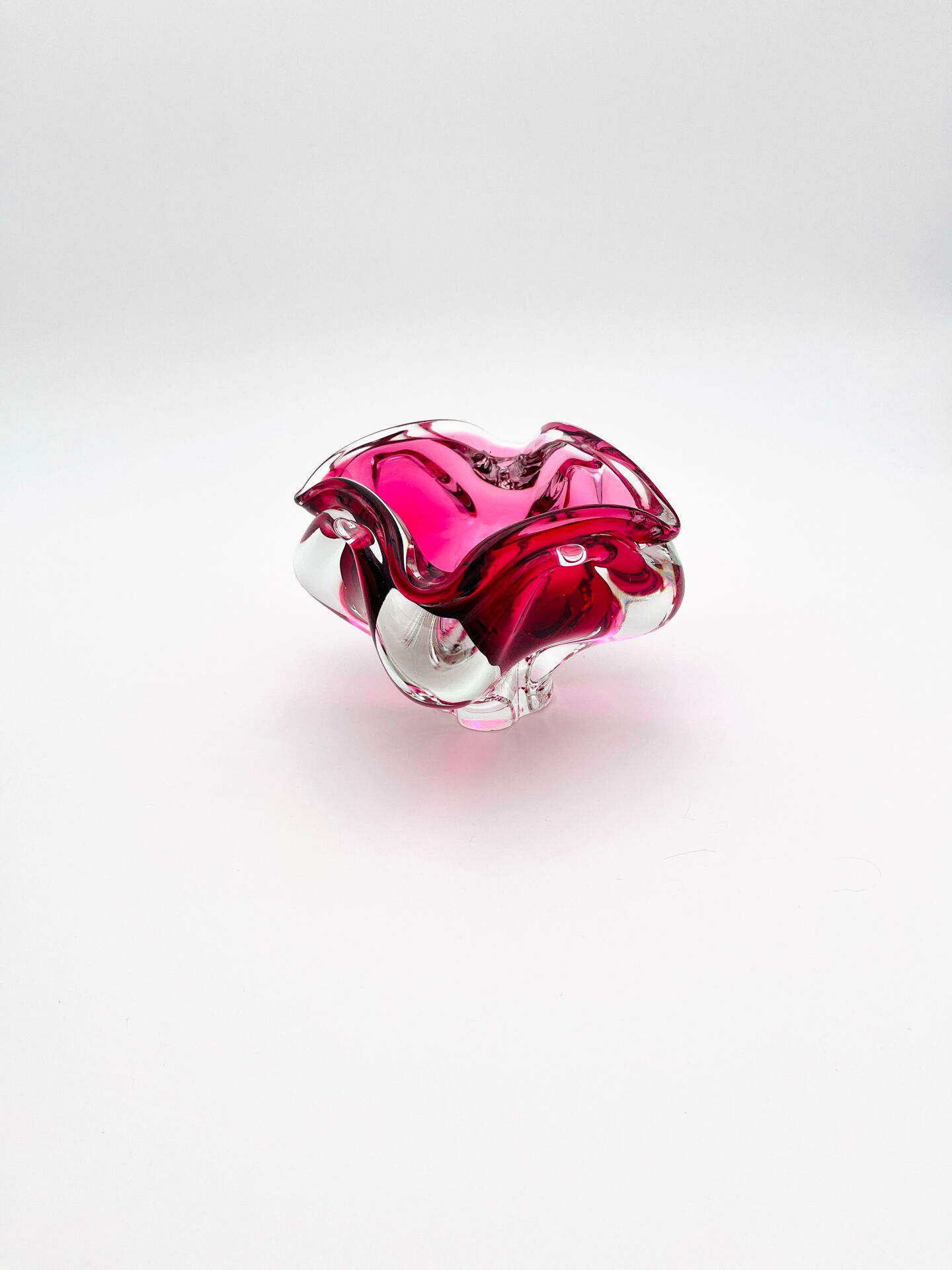 Bowl - Josef Hospodka - Sommerso Bohemian Crystal Pink