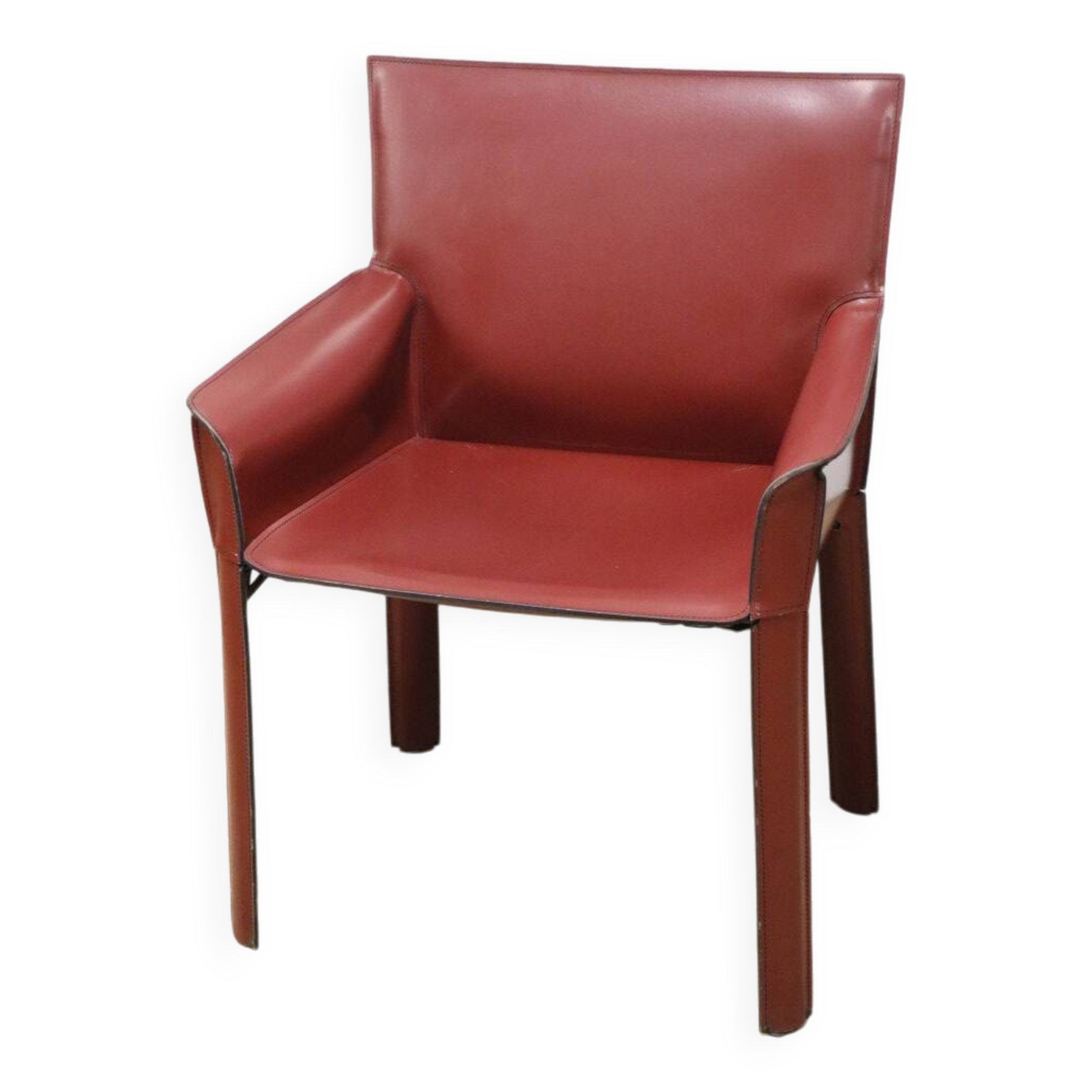 Vintage De Couro leather upholstered armchair, 1980s