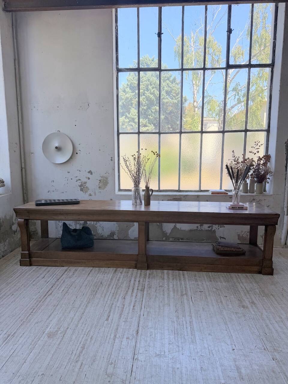 Table de gantier drapière 1900 chêne massif 330cm XL