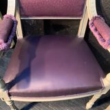 Pair of grey Louis XVI-style armchairs with inverted tapestry.