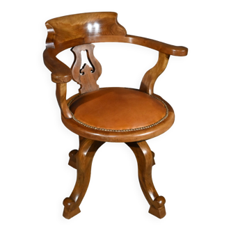 Fauteuil Pivotant en Noyer, époque Victorienne, Angleterre – 2ème partie XIXe