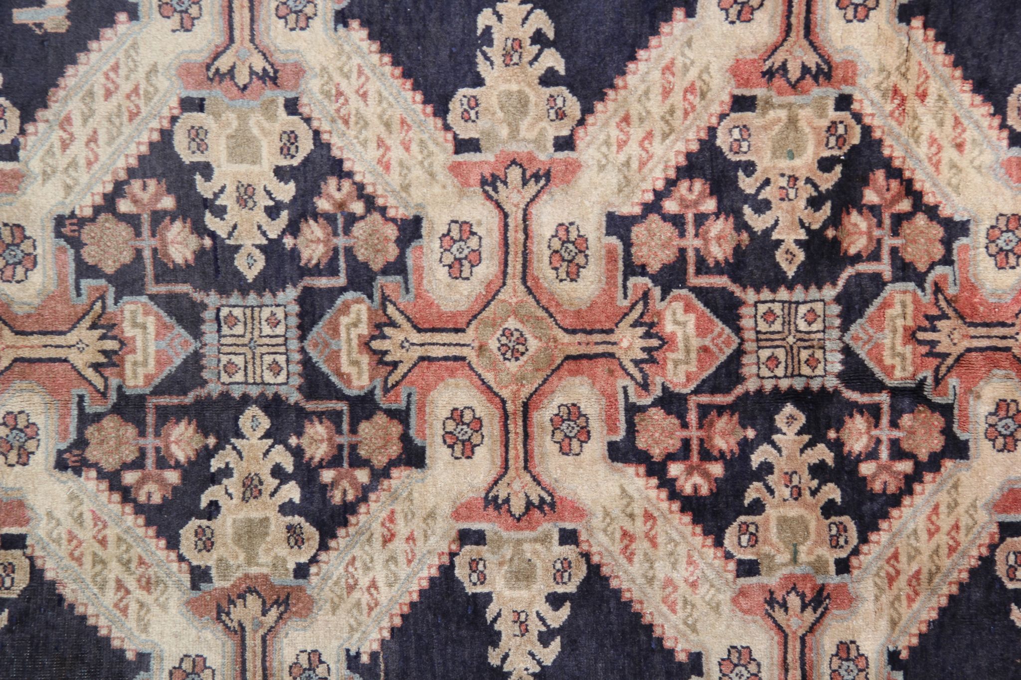 Handmade caucasian oriental wool runner rug blue traditional entranceway rug 140x300cm