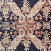 Handmade caucasian oriental wool runner rug blue traditional entranceway rug 140x300cm