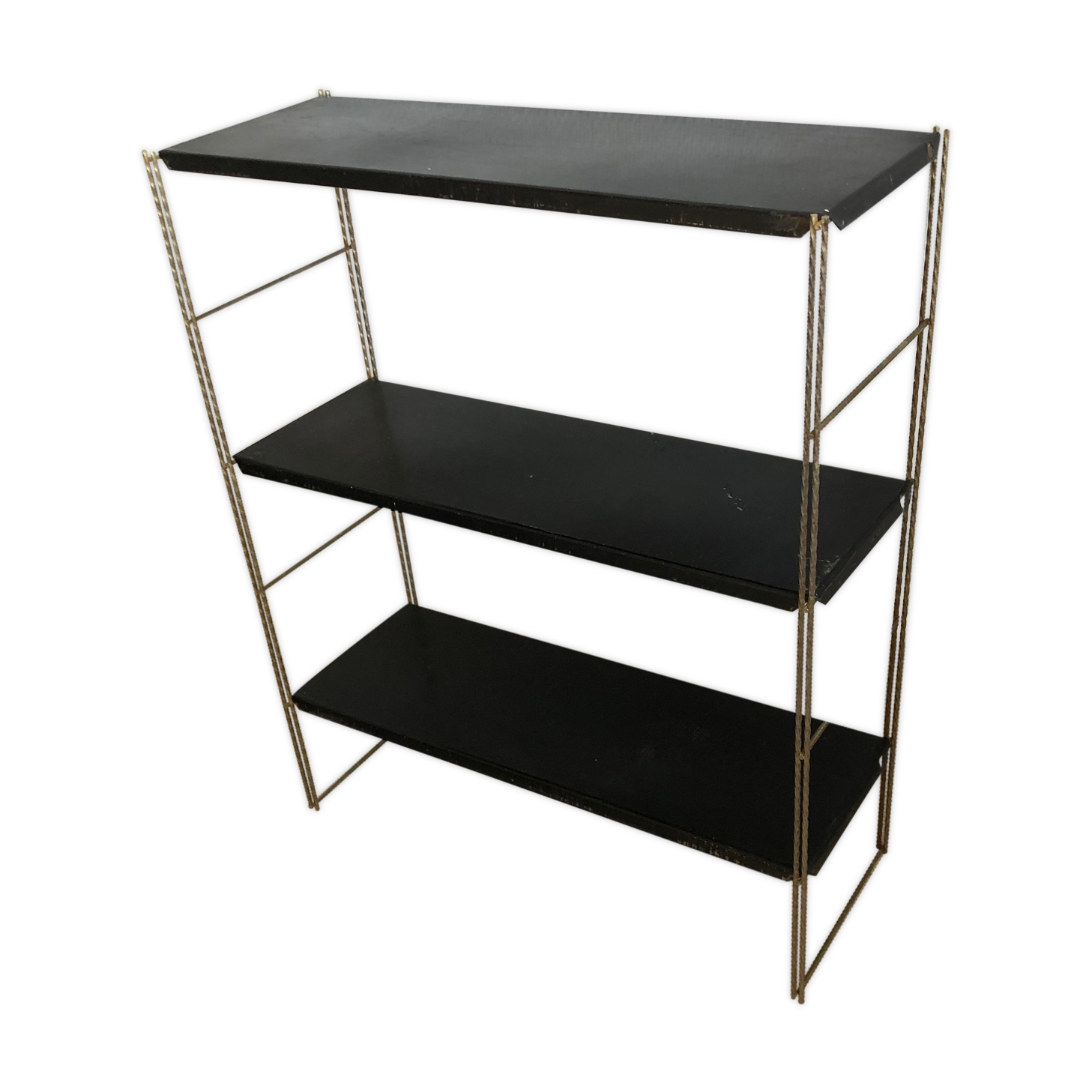 Etagère noire dorée 58x49cm vintage 1960