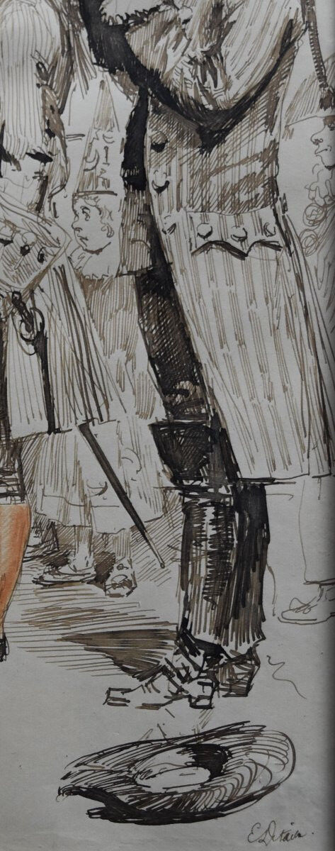 Edouard Detaille (1848-1912) Scène De Carnaval, Aquarelle Signée