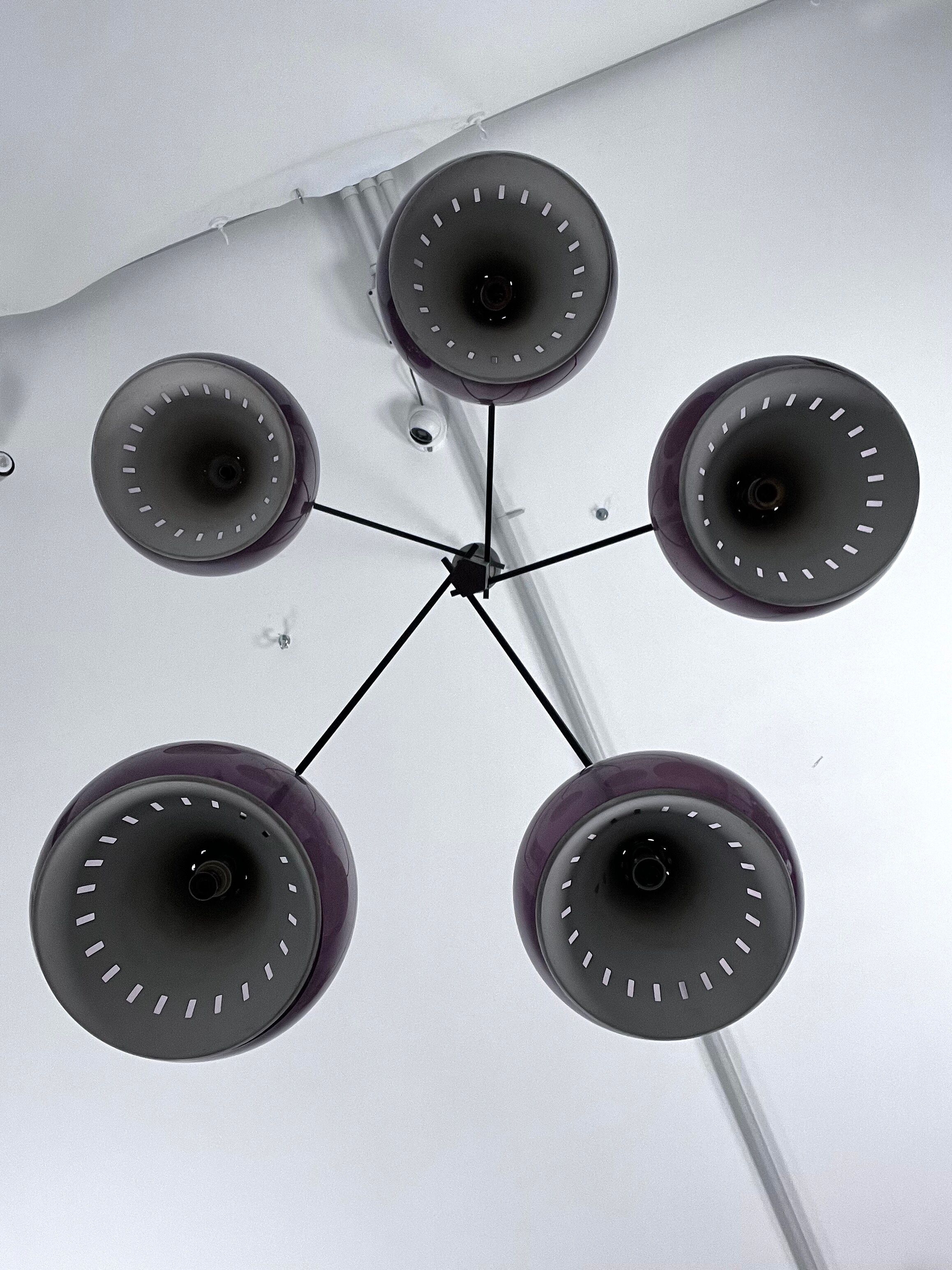 Rare Large Vintage brass and plexiglass chandelier by Lampter Milano, Italy 1950s