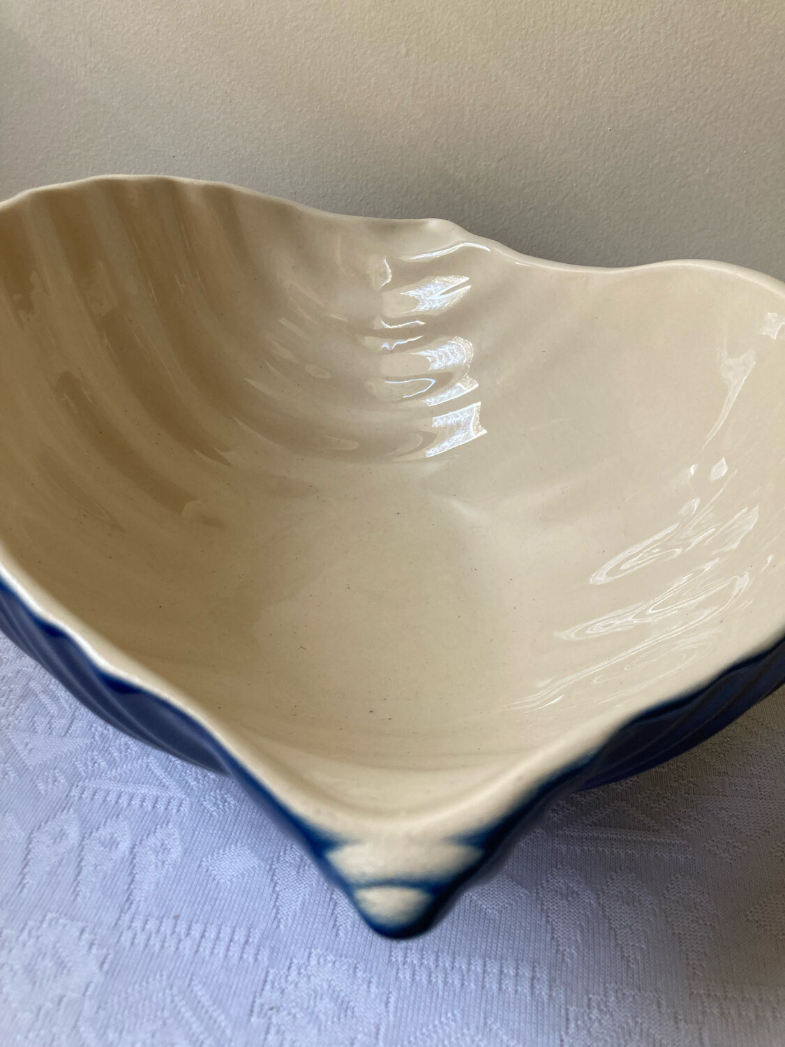 Saladier bleu coquillage Appolia vintage fabriqué en Bretagne