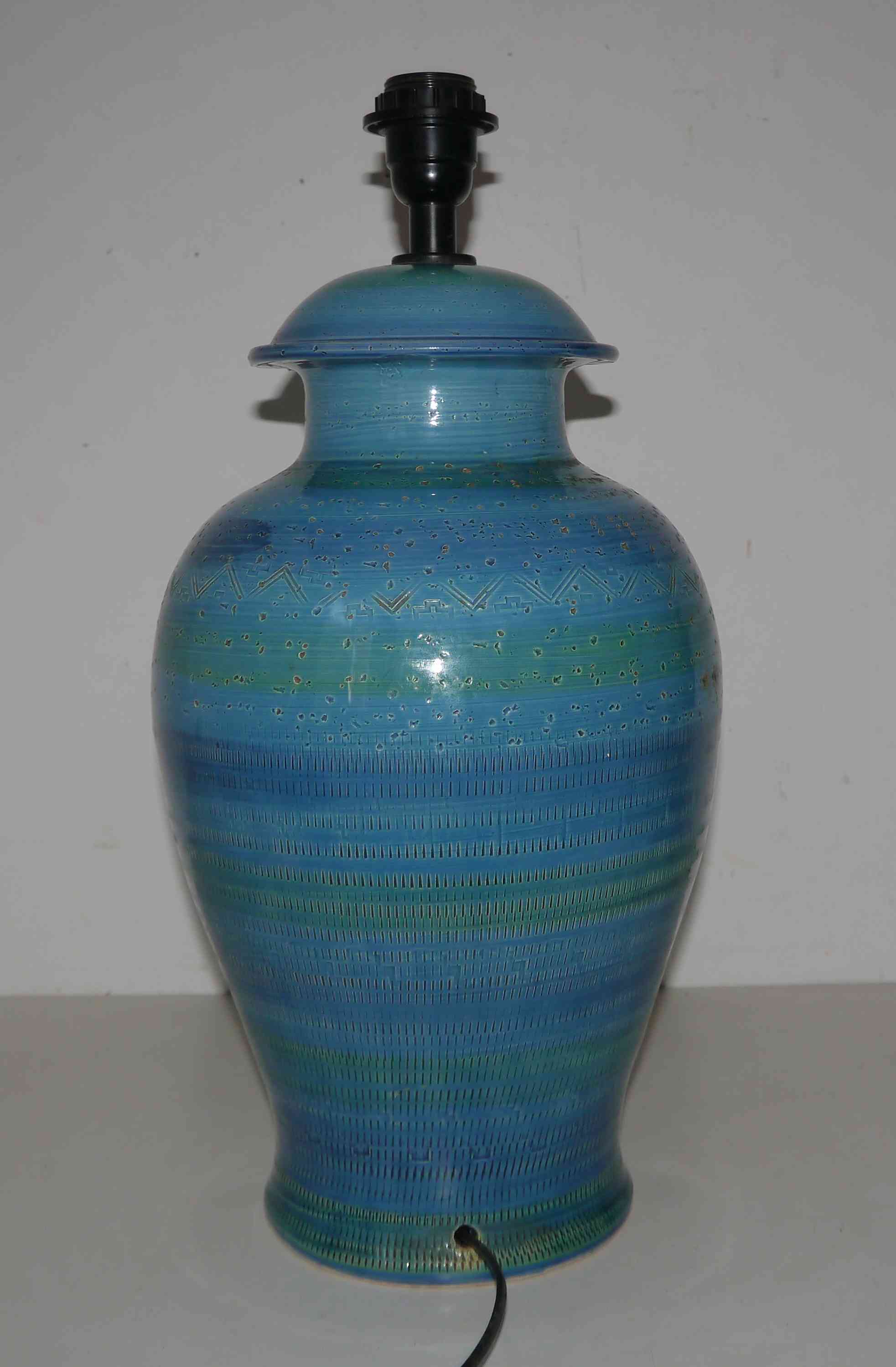 Ceramic lamp foot by Aldo Londi for Bistossi in the Rimini blue series