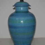 Ceramic lamp foot by Aldo Londi for Bistossi in the Rimini blue series