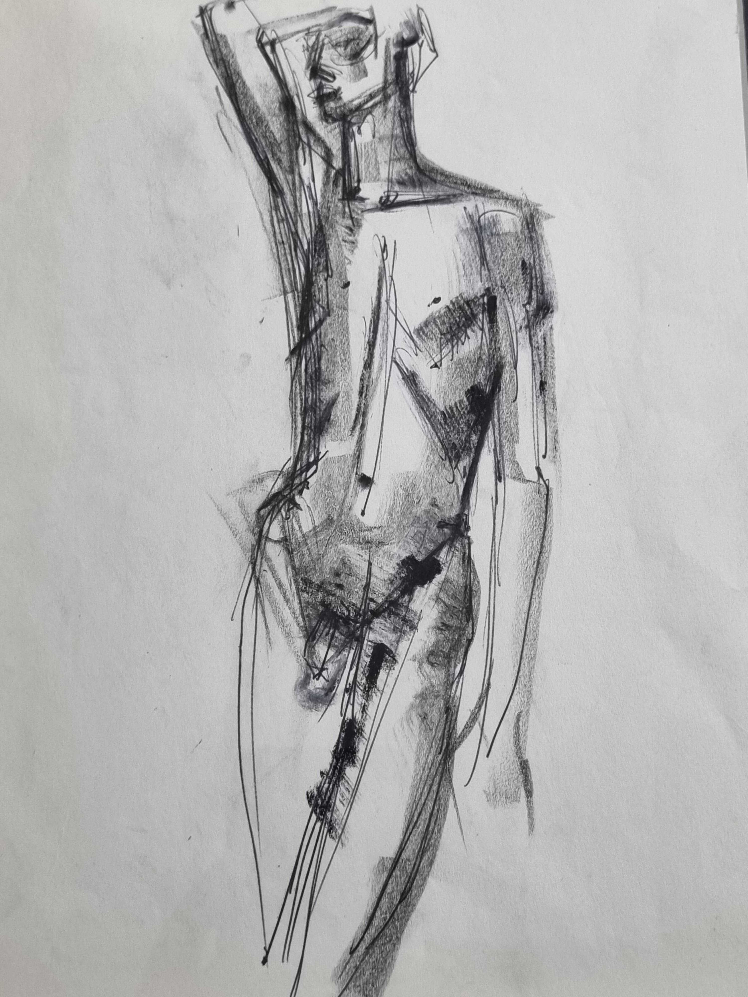 Study of a male nude, original drawing attributed to Maurice De Bus, 1960s, 40 x 30 cm