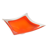 Vide poche en verre de Murano carré orange, Italie années 1970.