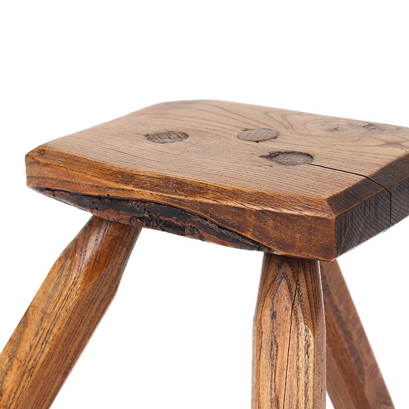 Rustic Minimalist Brutalist Wabi Sabi Oak Stool or Side Table
