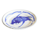 Vintage Chinese Enamelled Metal Plate with Blue Koi Carp Fish Decoration
