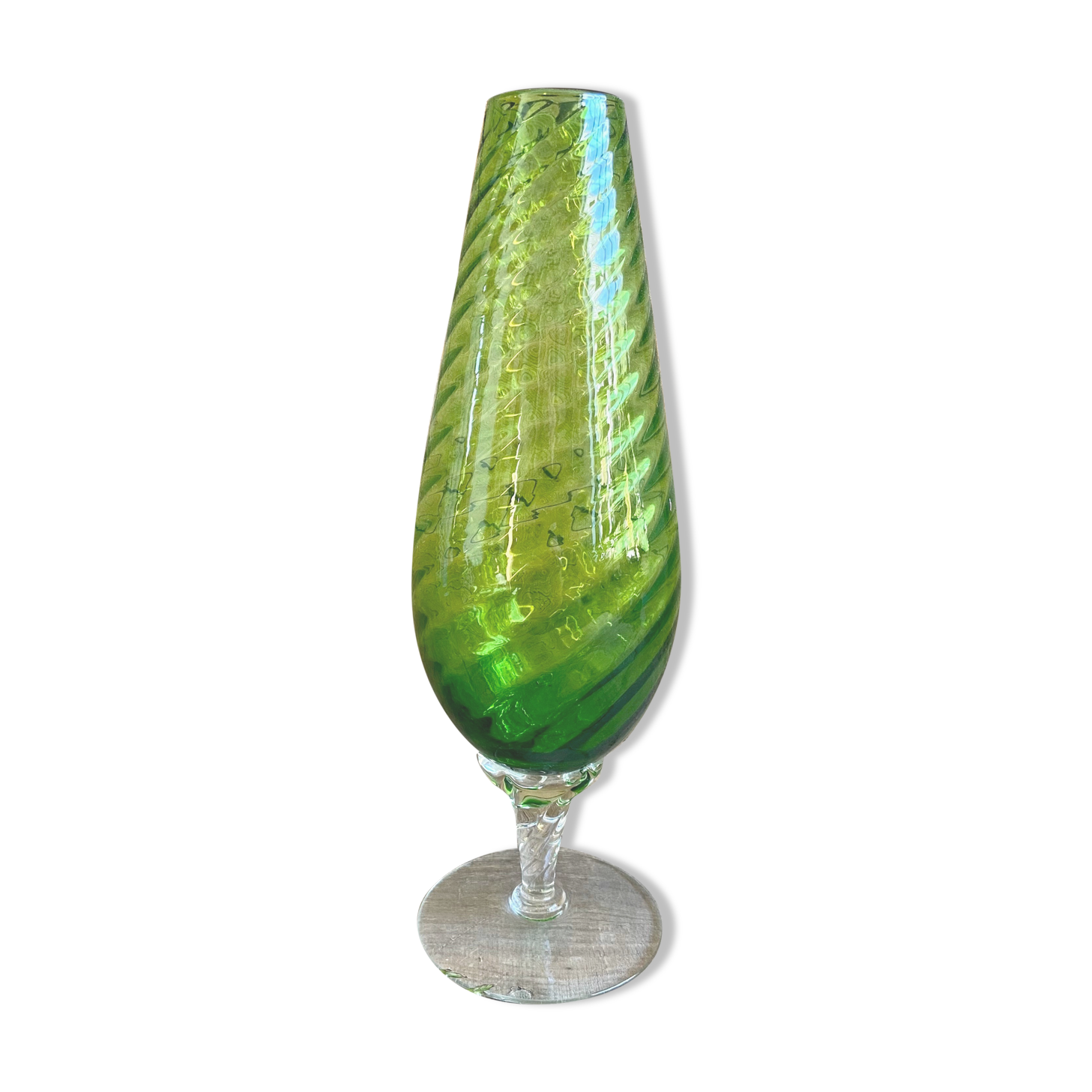 Vase vintage en verre empoli vert