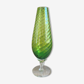 Vase vintage en verre empoli vert