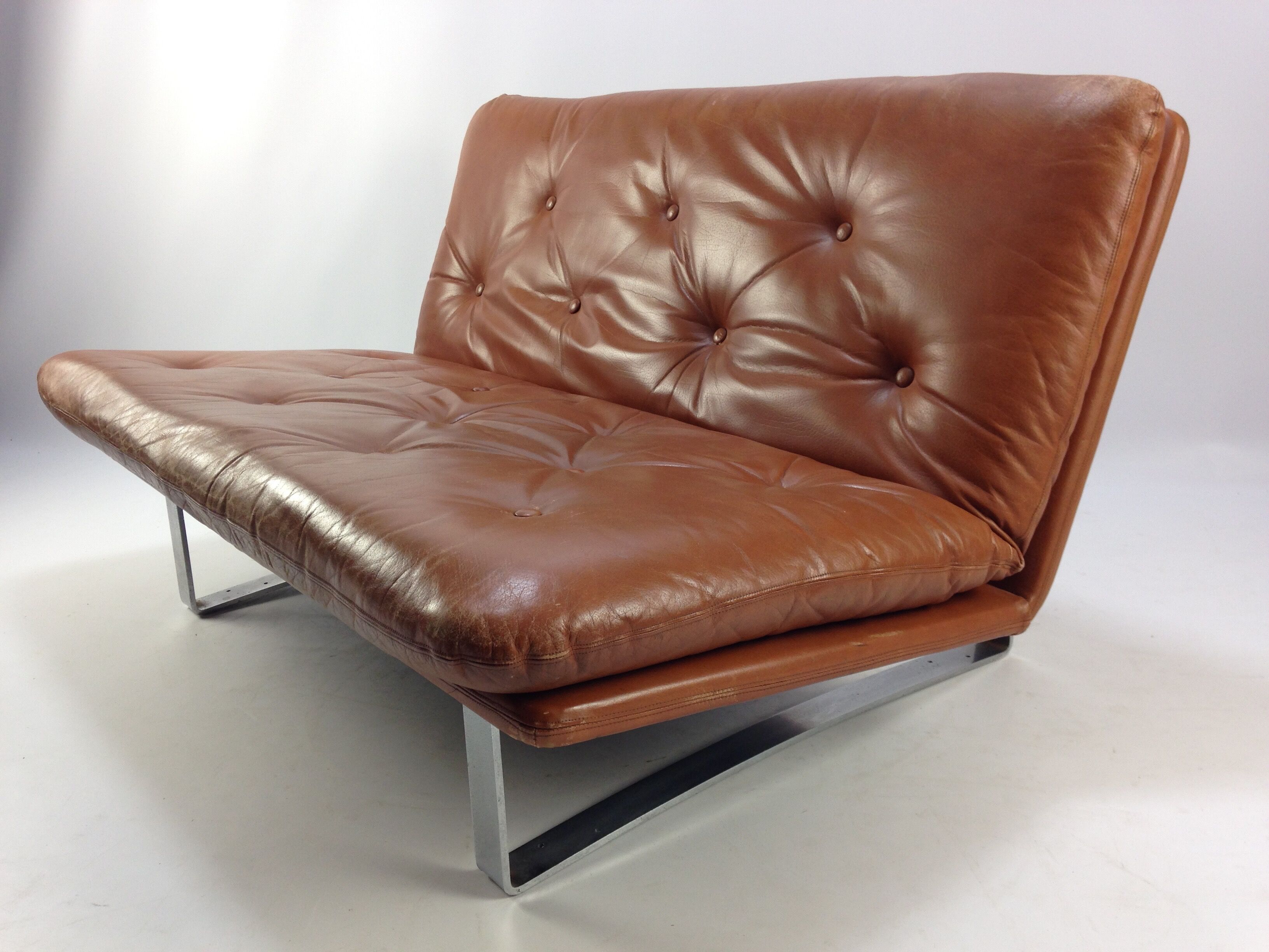 Vintage Leather Sofa by Kho Liang Ie for Artifort, 1960s