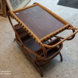 1950s rattan bar trolley