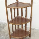 Vintage bamboo and rattan corner shelf 1970