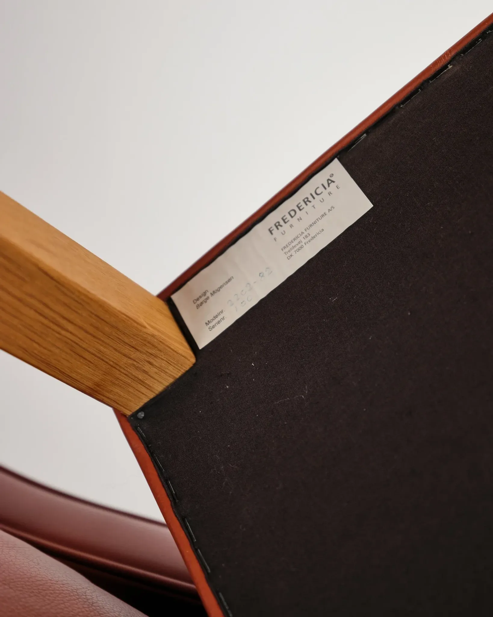 Armchair 2204 and leather pouf by Børge Mogensen, Denmark, 1960s.