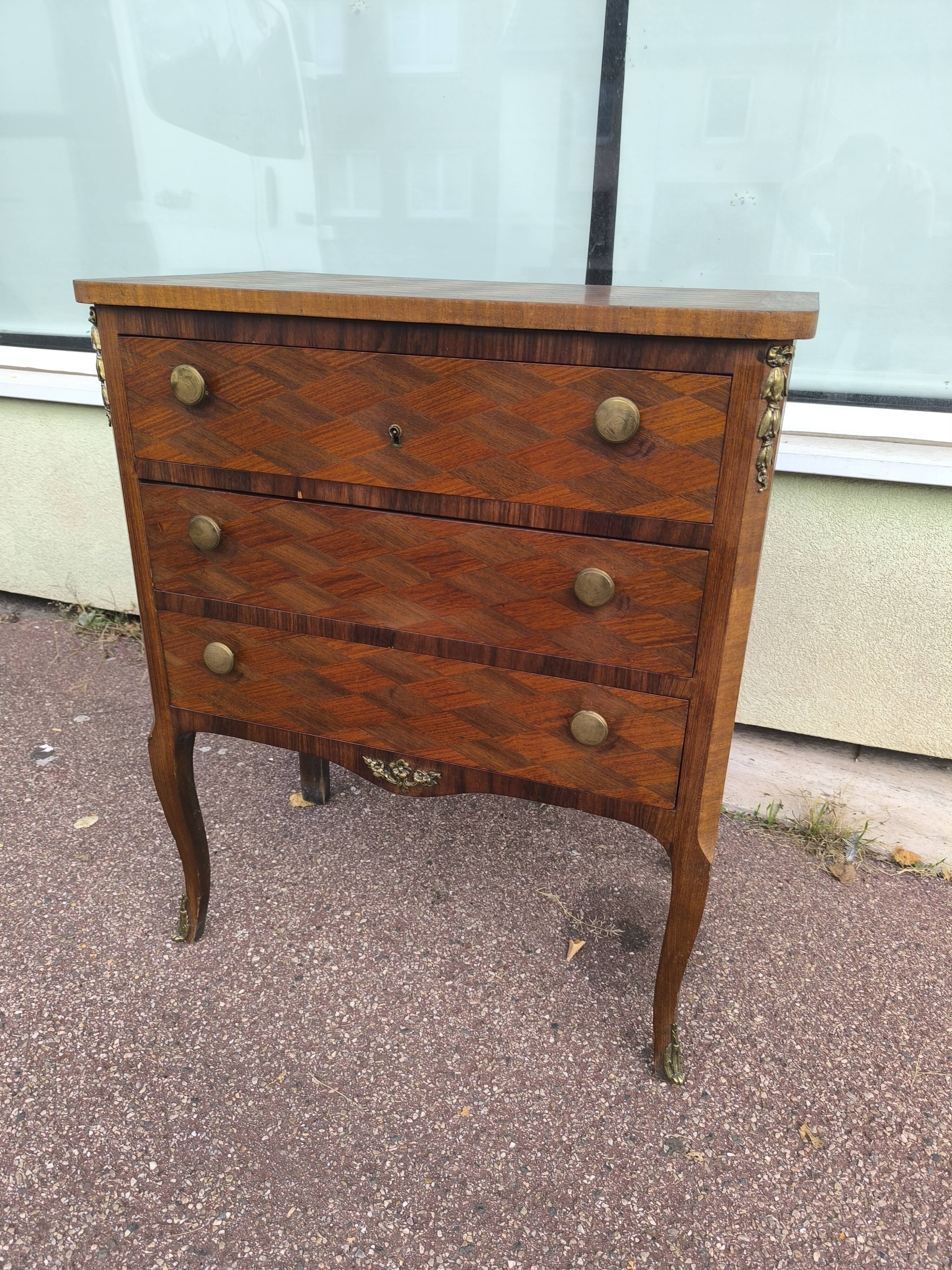 Small Louis XVI Style Marquetry Chest of Drawers Circa 1930/1950