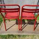 Set of 4 TOLIX T2 Metal Chairs, Red & Black + White Bistro Table