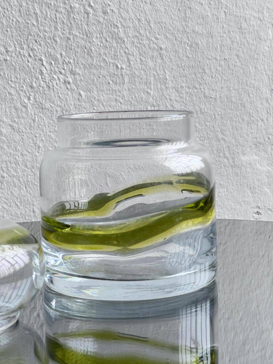 Vintage Murano Glass Vase with Lid, Mid-Century Modern, Italy, 1960s