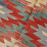 5x9 Faded Color Turkish Vintage Kilim Rug, 141x275Cm Geometric Style Kilim