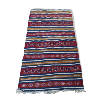 Tapis kilim berbère traditionnel multicolore fait main - 215x120cm