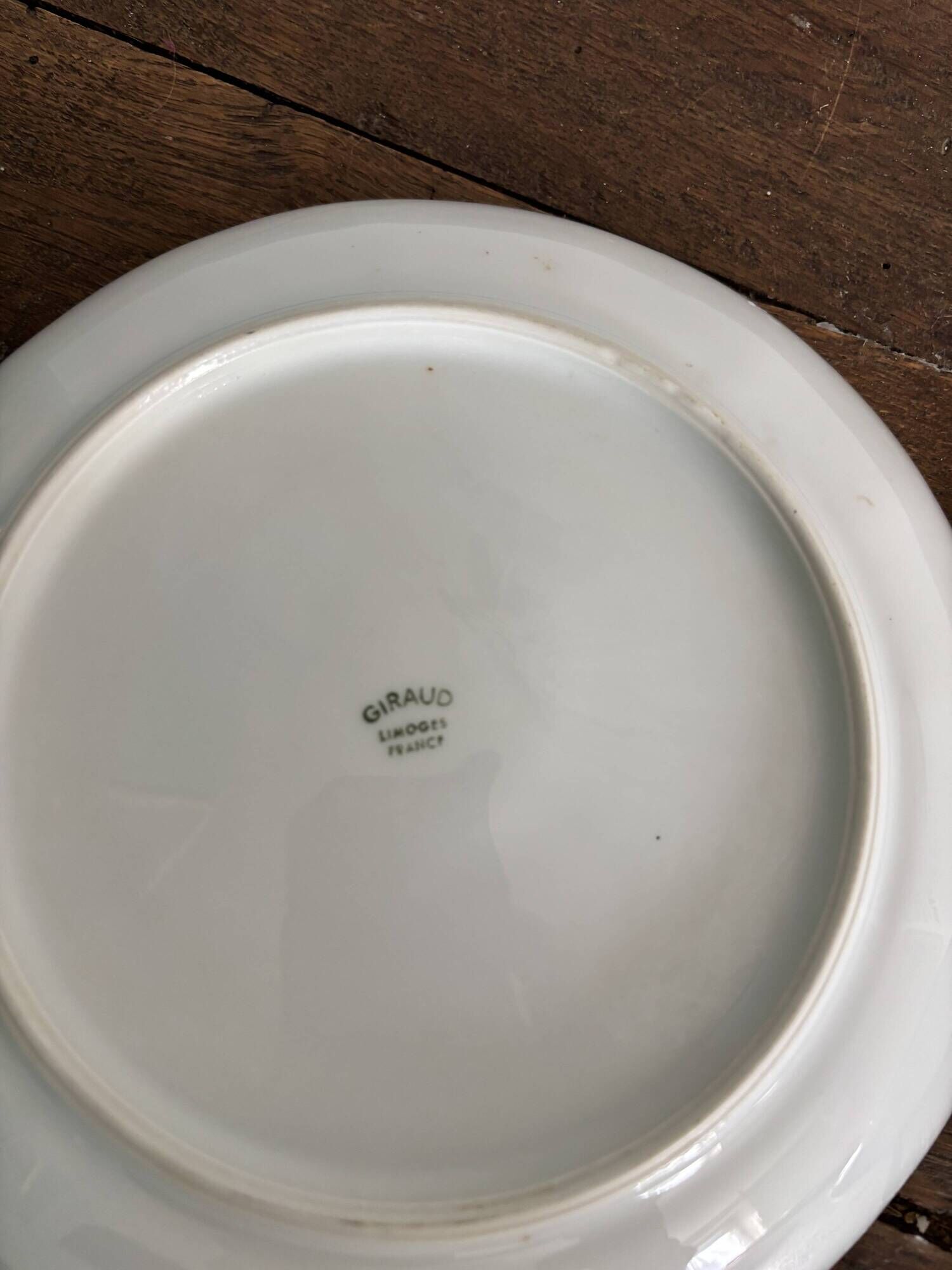 Set of 4 white porcelain deep plates – Giraud Limoges – 21.5